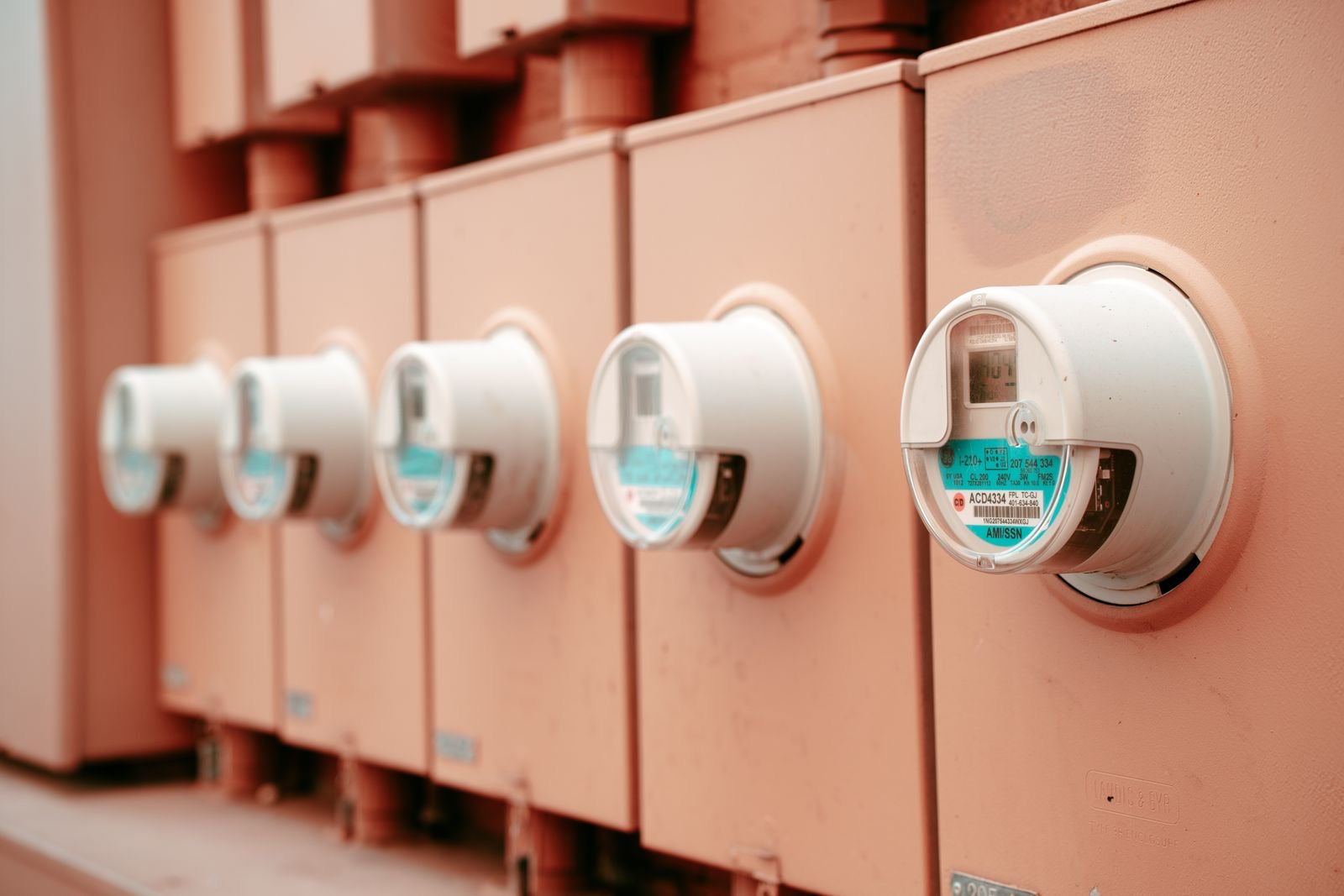 Row of building electricity meters, the measured data behind energy use intensity
